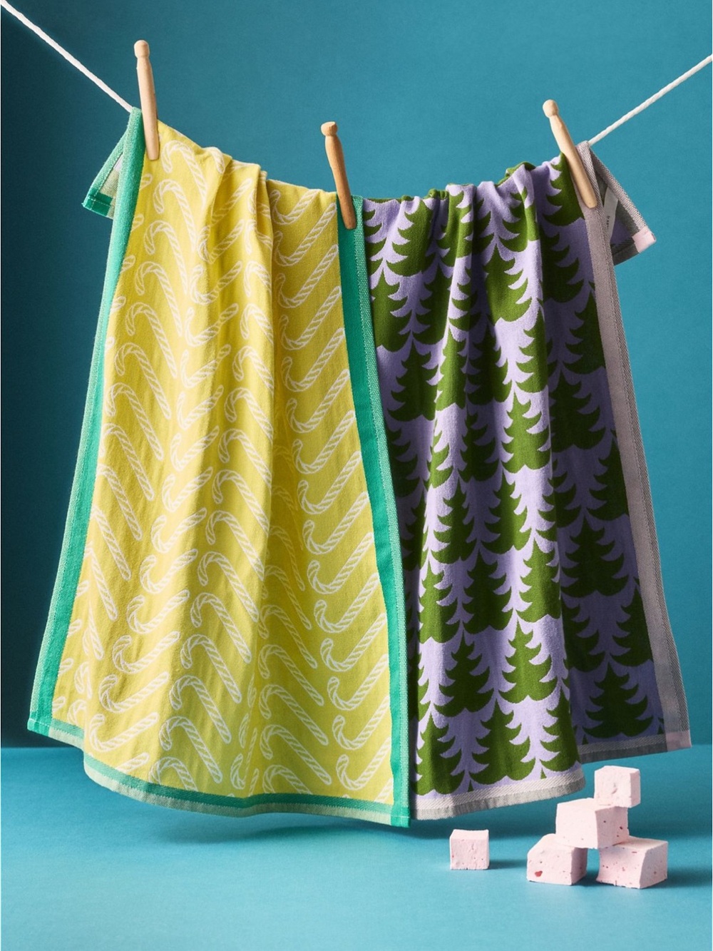 Anthropologie Kringle Jacquard Dish Towels | Set of 2 | Violet | NWT